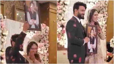 pakistan  groom surprises bride with framed picture of ex pm imran khan at wedding   watch